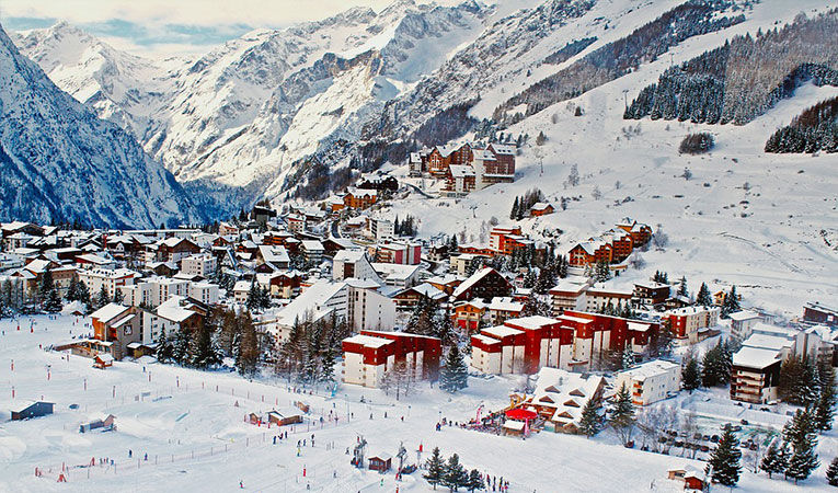 Ski town in French Alps