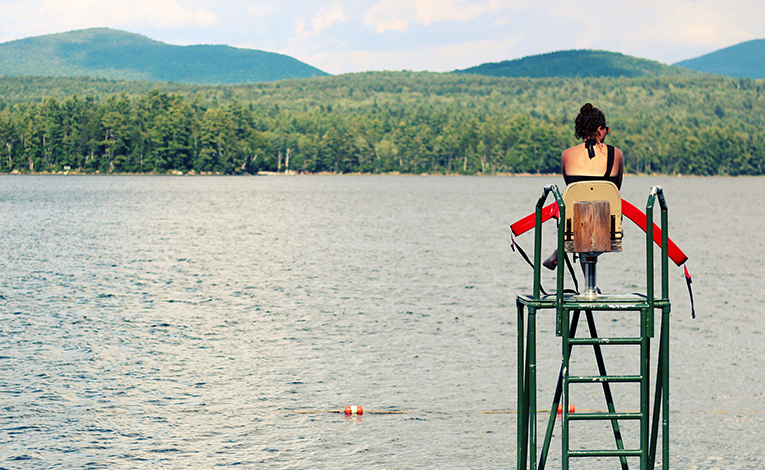 Lifeguard looking out over a lake