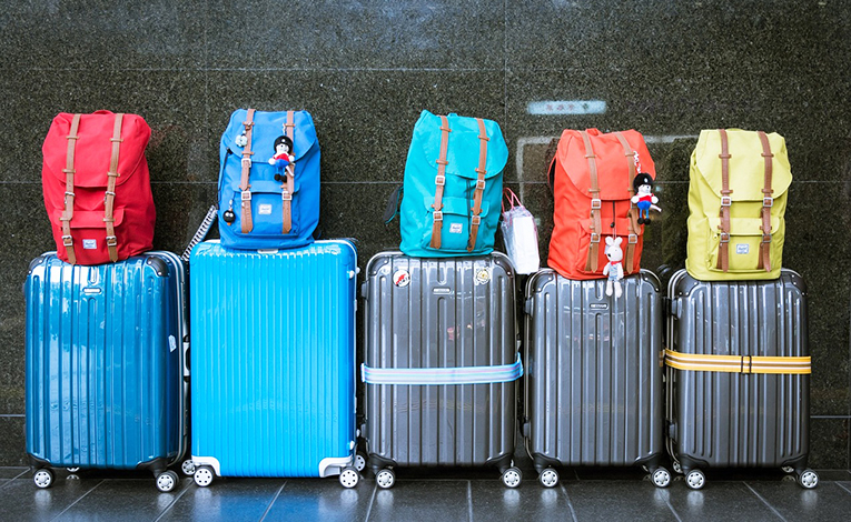  Backpacks and luggages at airport.